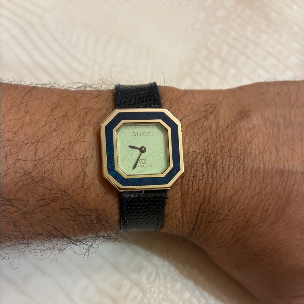 Gucci Black and Gold Square Watch